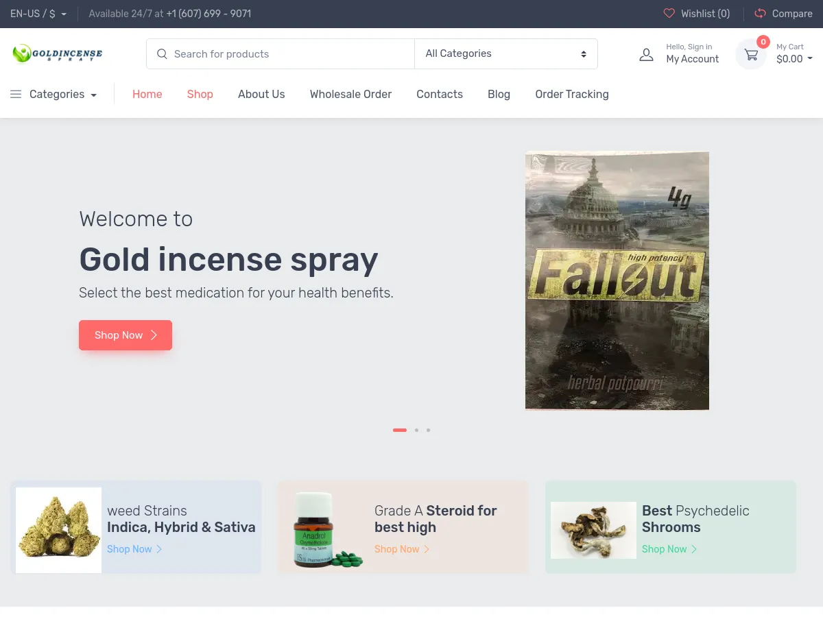 goldincensespray.com