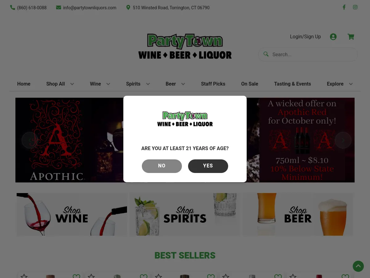 partytownliquors.com